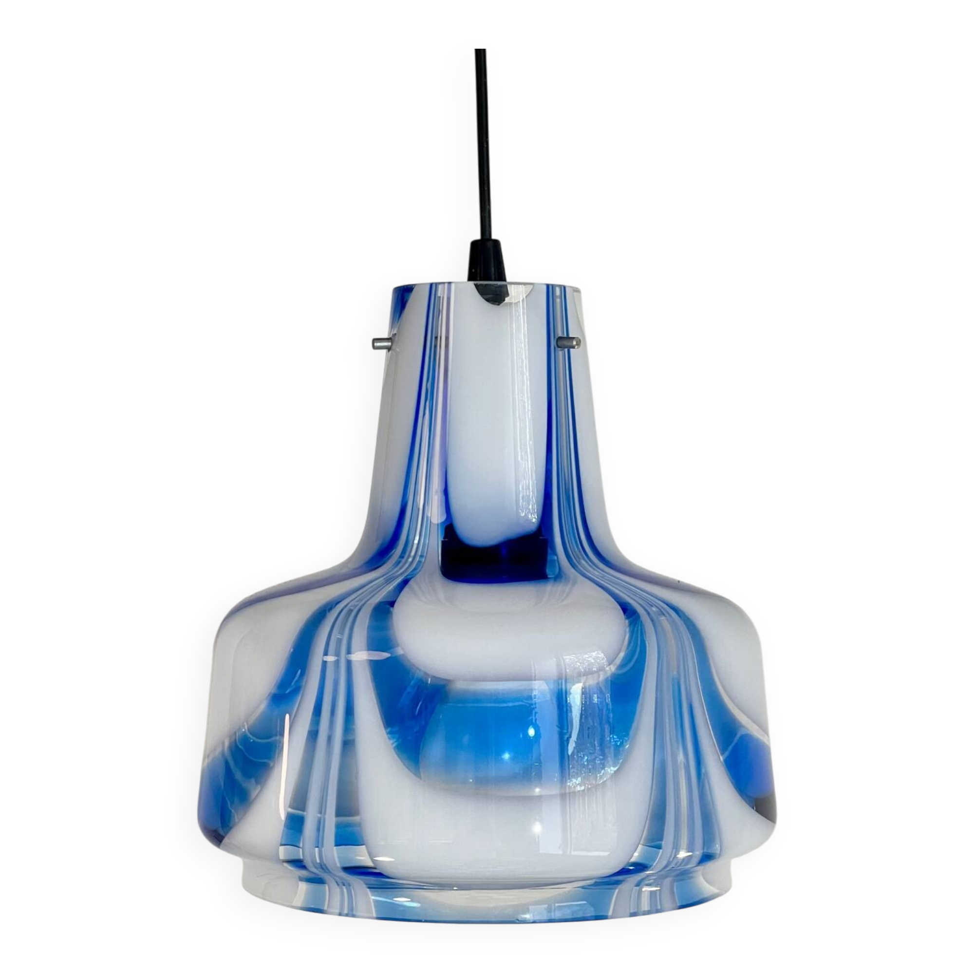 Vintage Italian Murano pendant light from the 1970s in ribbed glass