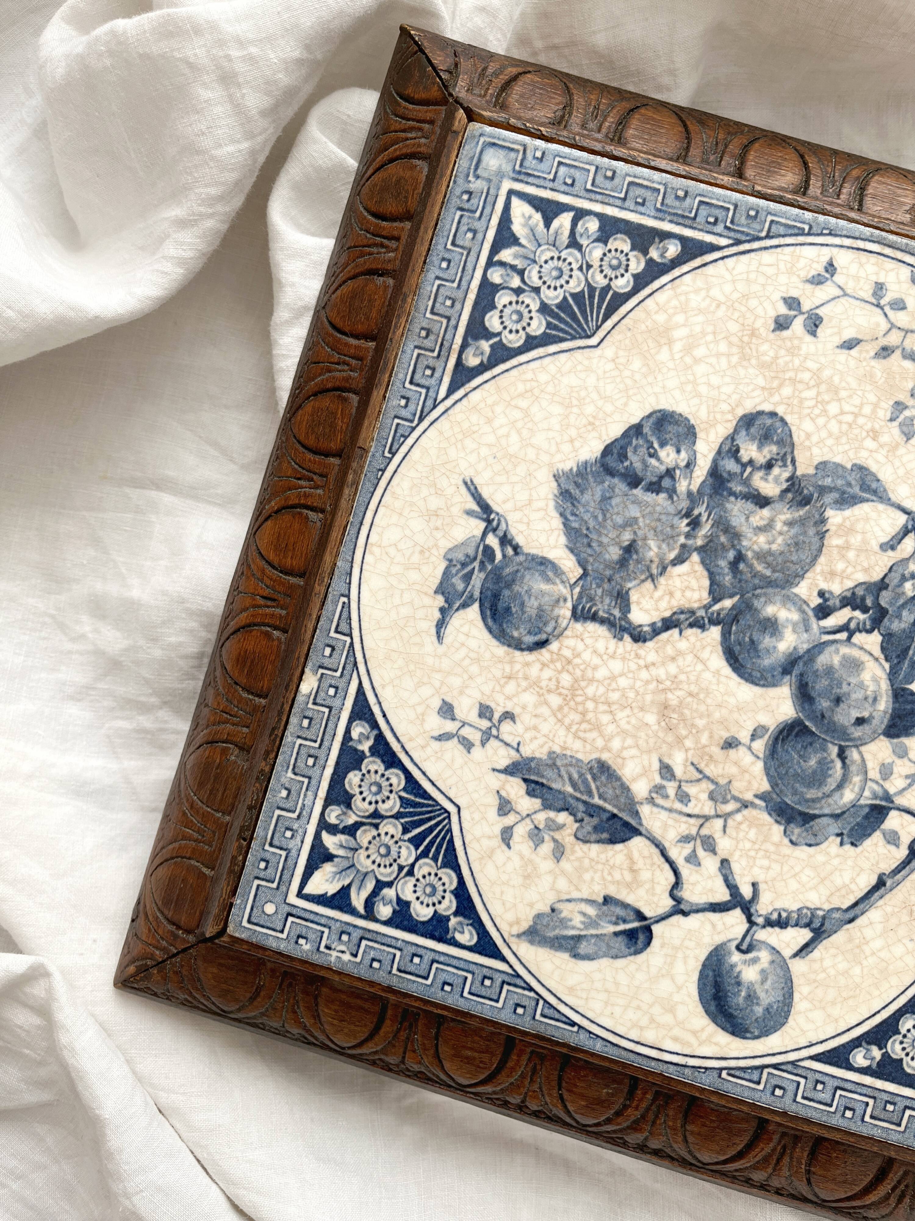 Gien birds iron earthenware trivet