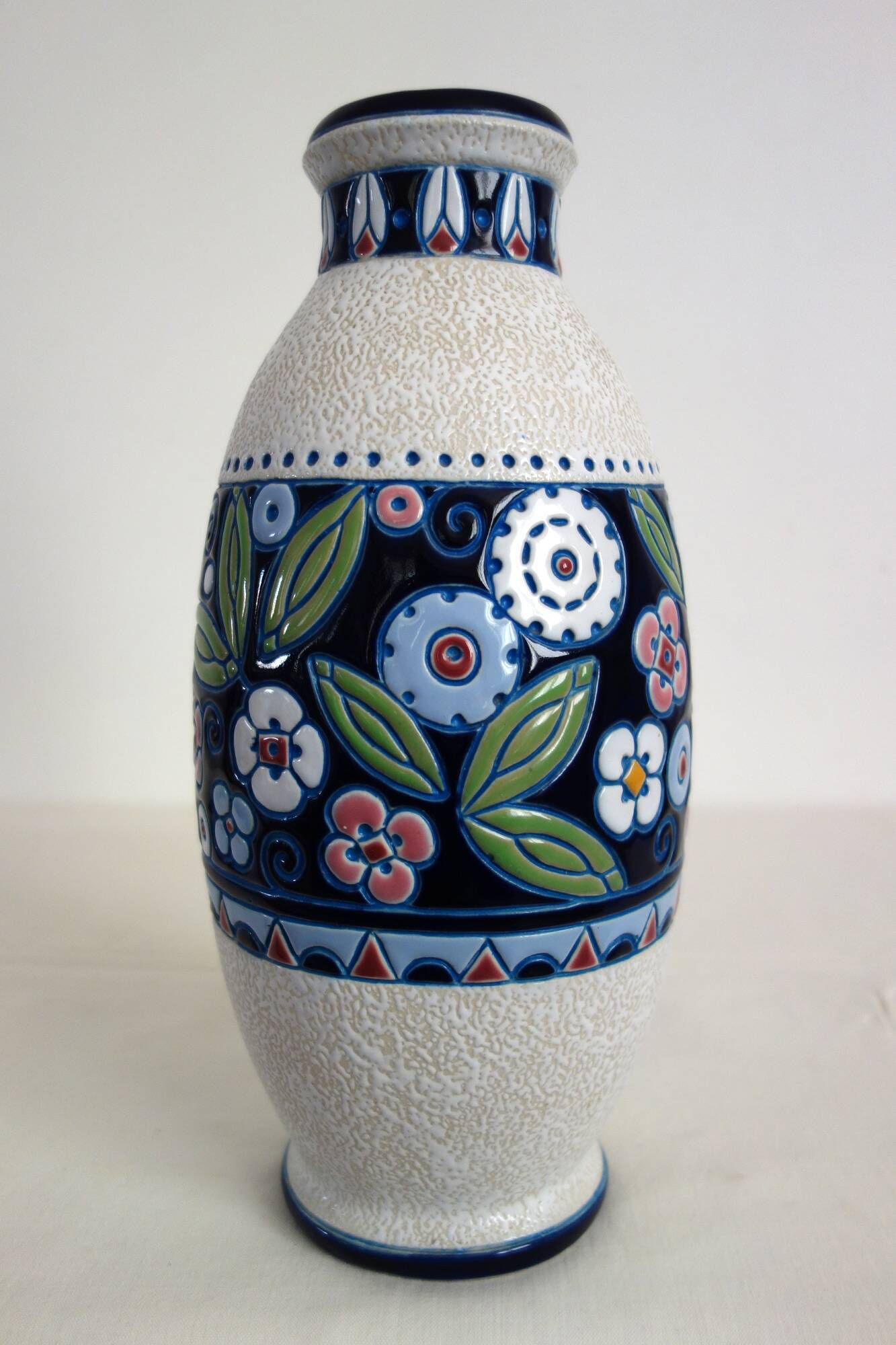 Vase art nouveau céramique émaillée par Amphora, Bohème, 1920