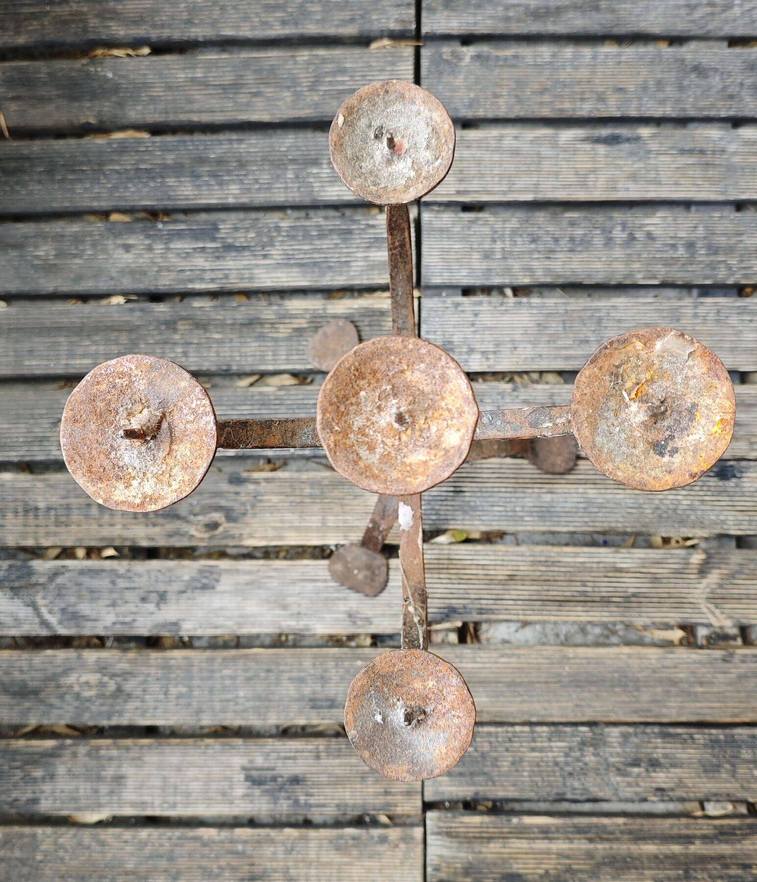 Large Brutalist Wrought Metal Candlestick - Early 20th Century