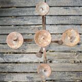 Large Brutalist Wrought Metal Candlestick - Early 20th Century