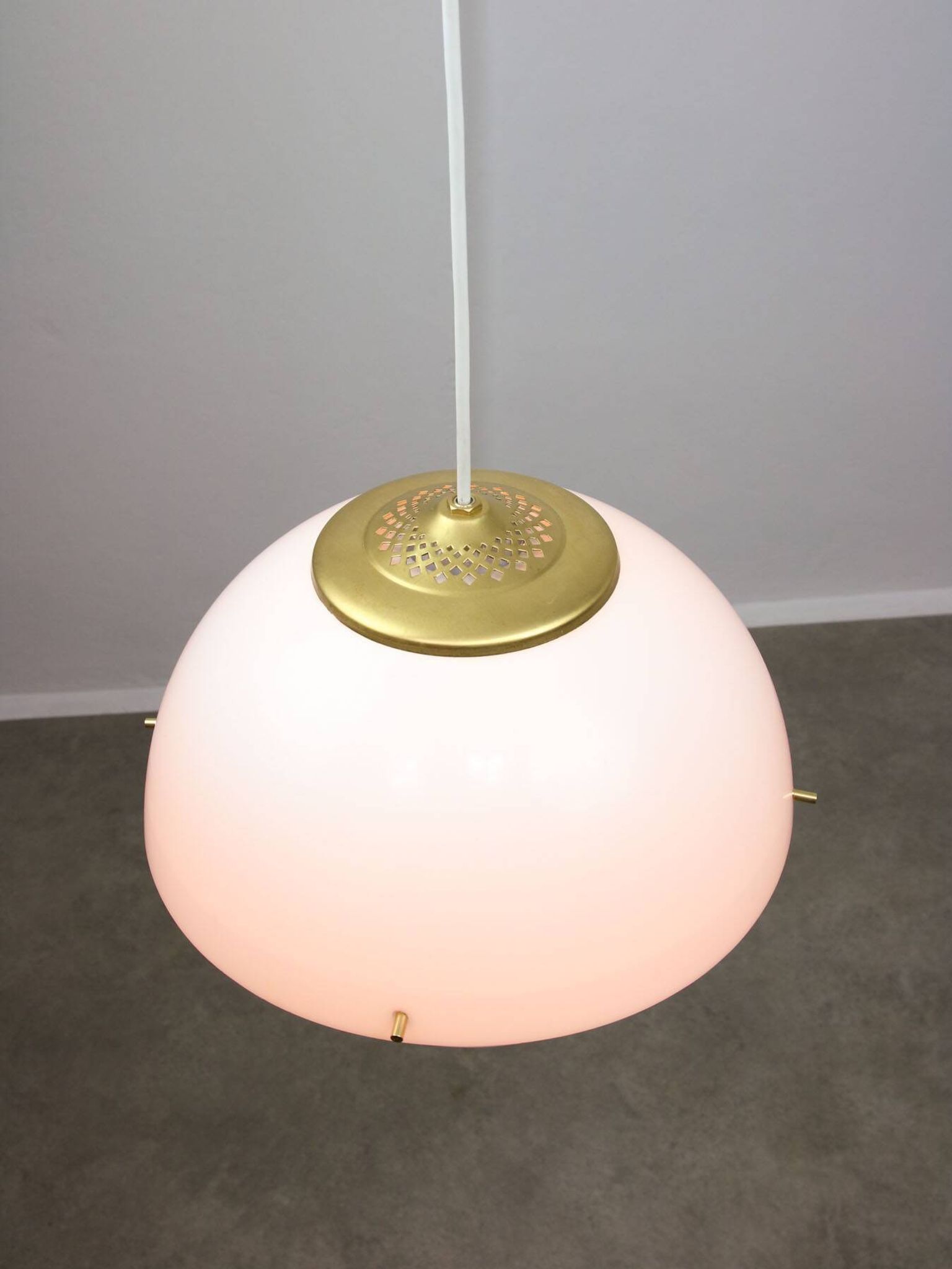 Italian Space Age Pendant in Brass and Plexiglass, 1970s