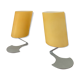 Paire de lampes design en opaline jaune et métal