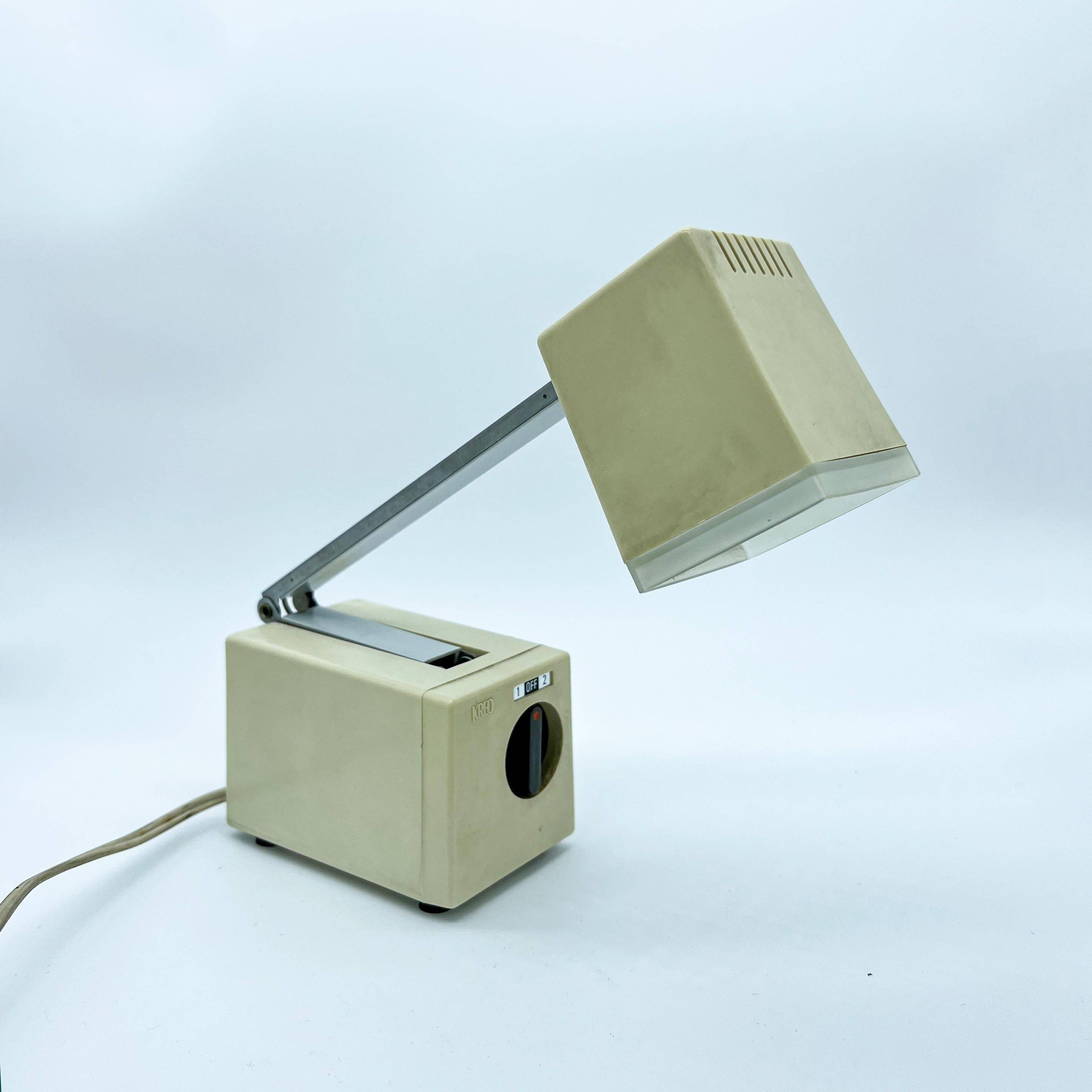 Vintage Telescopic Table Lamp Kreo Lite Model Na 270, in White Plastic and Metal