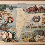 Old illustrated map of Argentina from 1948 - JP Pinchon