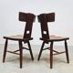 Vintage brutalist T-back dining chairs Pierre Chapo style