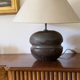 Pied de lampe en céramique marron moderne du milieu du siècle, France années 1960