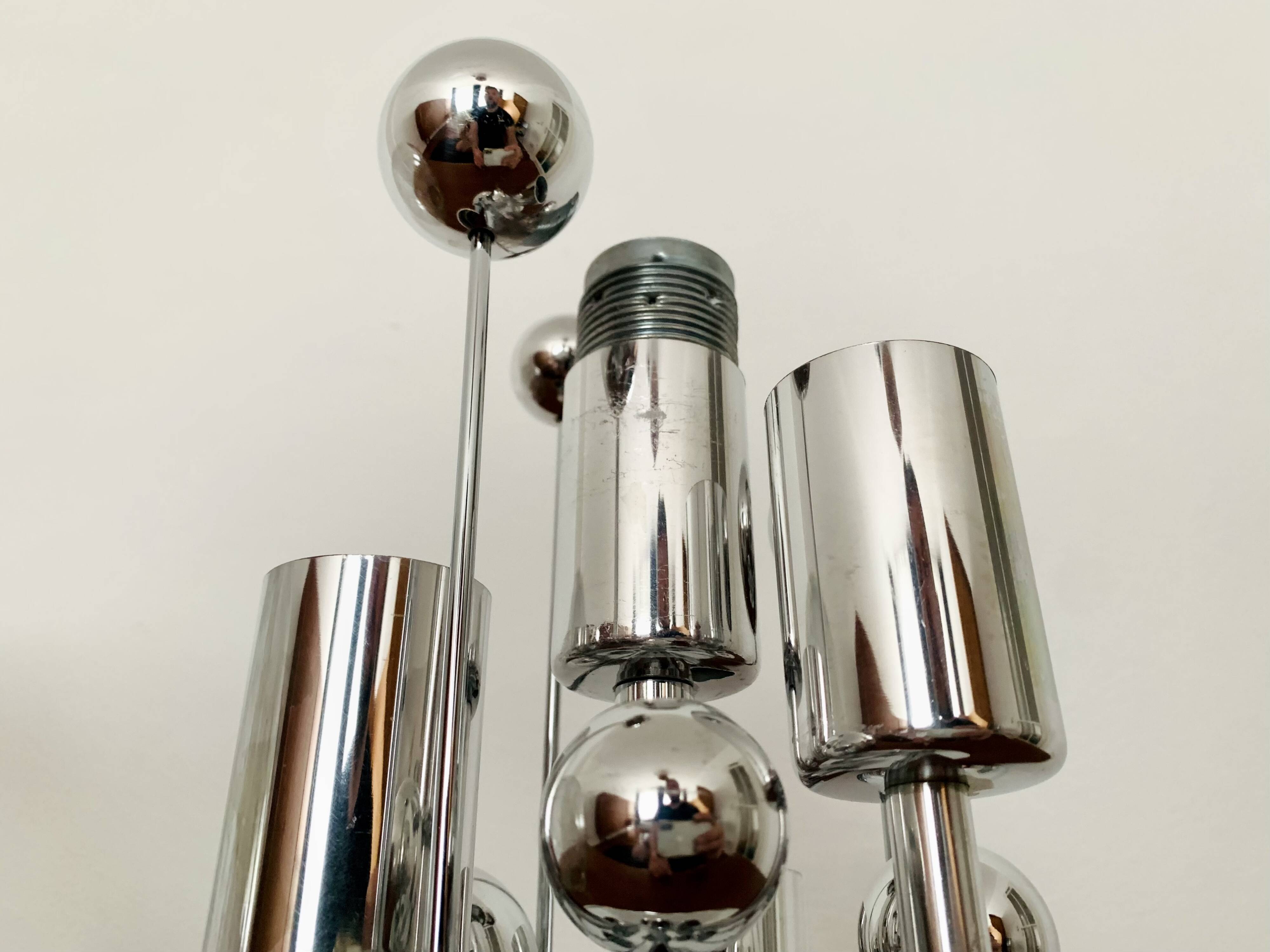 Grande lampe encastrée en verre glacé par Doria