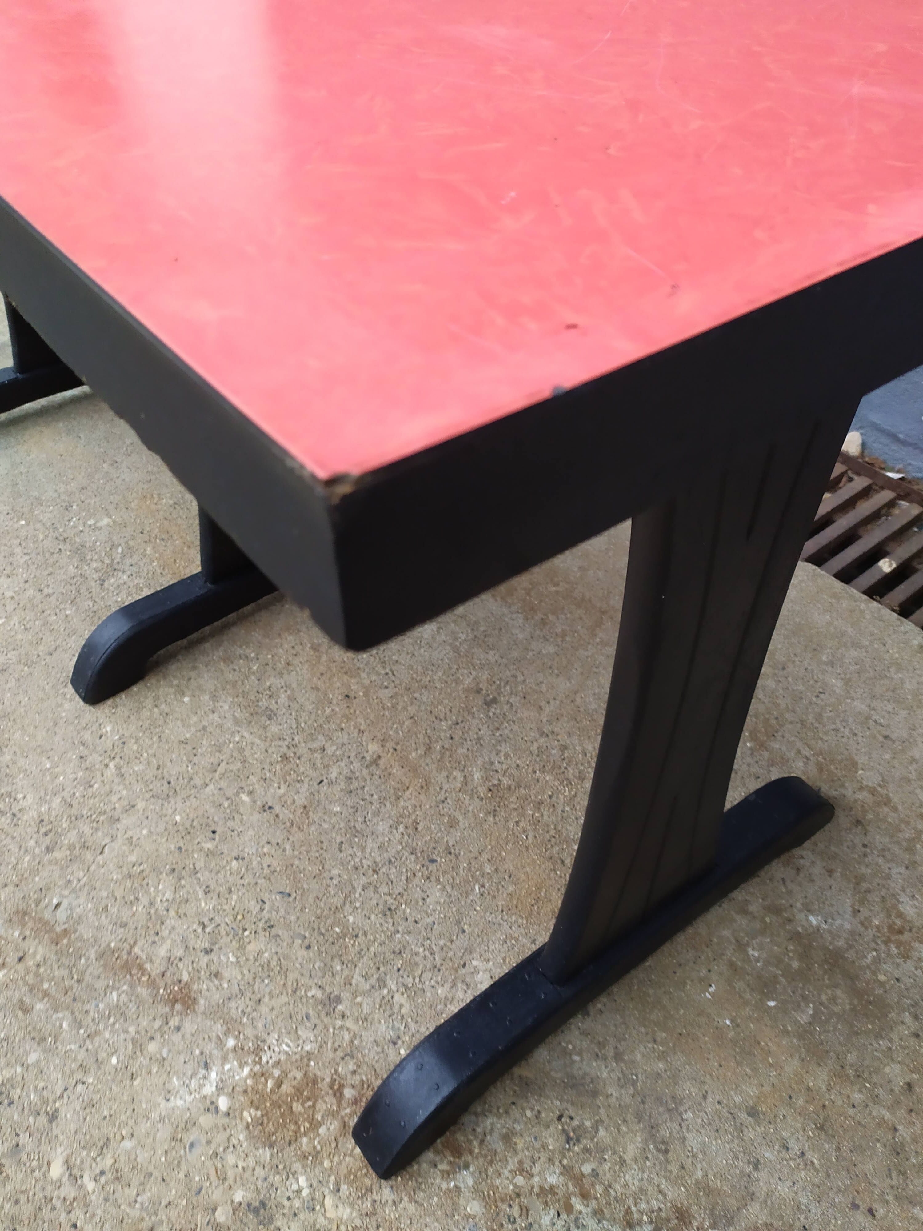 Red formica vintage bistro table