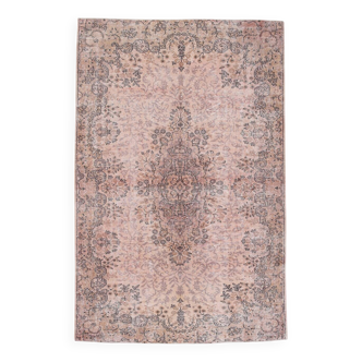 Tapis Rose 266x173 cm Tapis Vintage Rose Pastel, Tapis en Laine Fait Main.