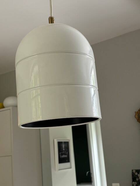 White metal pendant light - suede from the 70s/80s