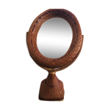 Braided wicker rattan mirror