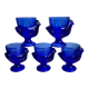 Set of 5 shells model hens in glass color royal blue 70s