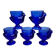Set of 5 shells model hens in glass color royal blue 70s