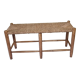 Wooden entrance bench and vintage straw 90 cm