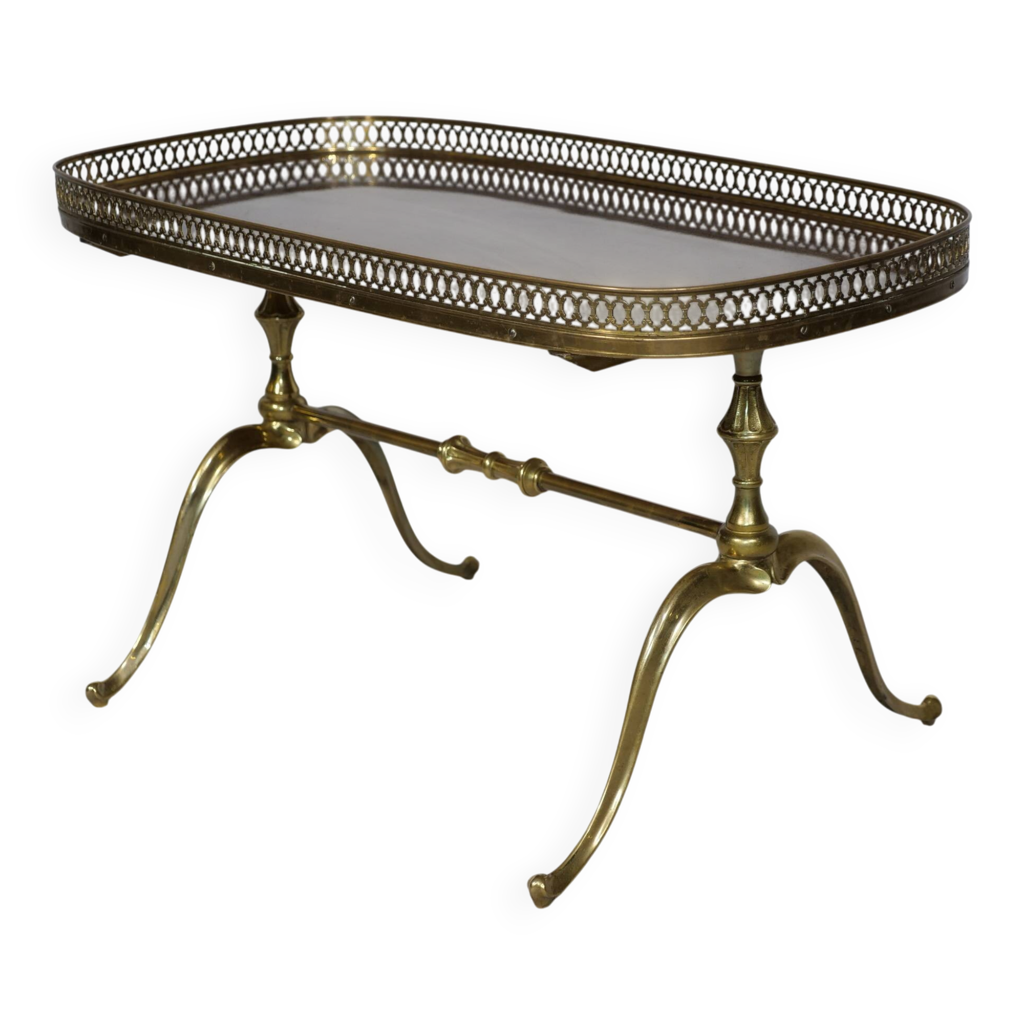 Regency Brass and Teak Bar Side Table with Removable Tray, 1960s