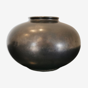 Vintage metallic gray ball vase