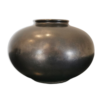 Vintage metallic gray ball vase