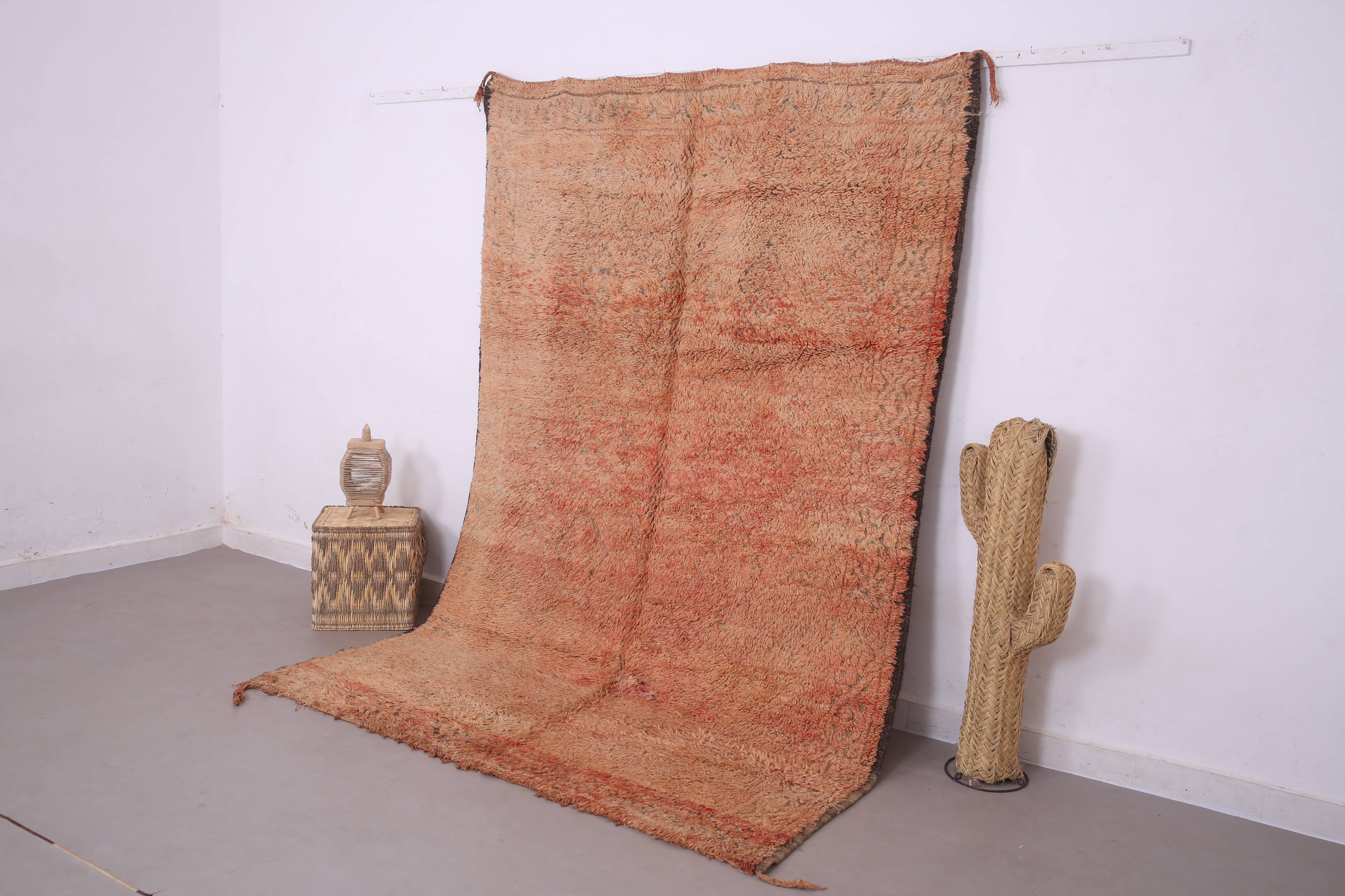 Peach Vintage Moroccan Rug 183 x 274 cm, Berber Wool Rug, Bohemian Rug