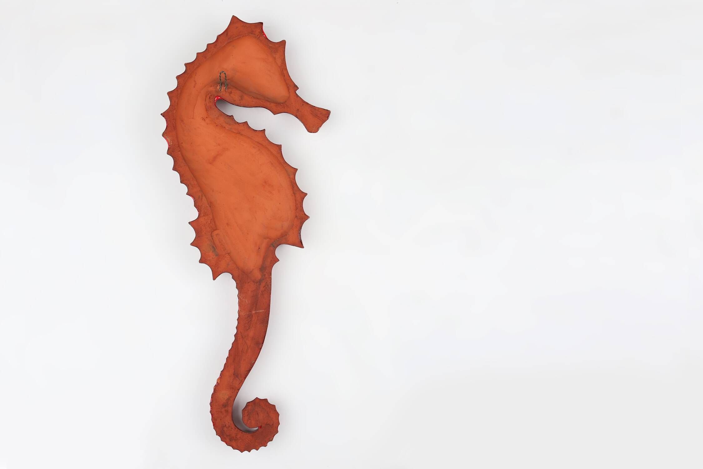 Belgian ceramic red Seahorse Plaque by André Bayer, 1960s