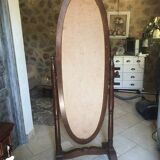 Swivel wooden mirror on stand