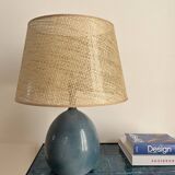 Blue enameled ceramic lamp by Roland Zobel, Les Cyclades workshop