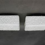 1970s Pair of Milky Glass Square Ceiling Lights, Czechoslovakia