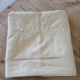 Pure linen canvas sheet/tablecloth/curtain "Blue flower"
