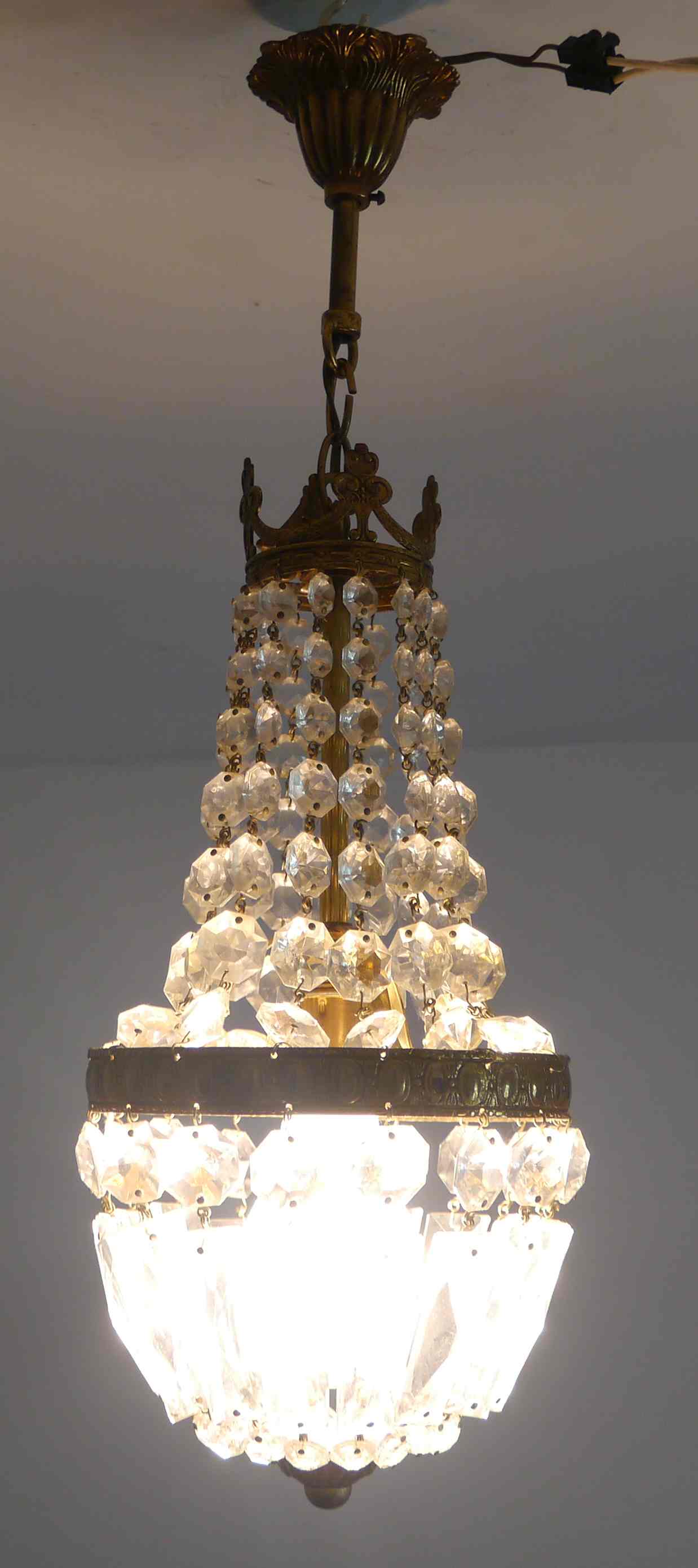 Suspension chandelier with metal and glass grapevines manufactured 60's / 70's