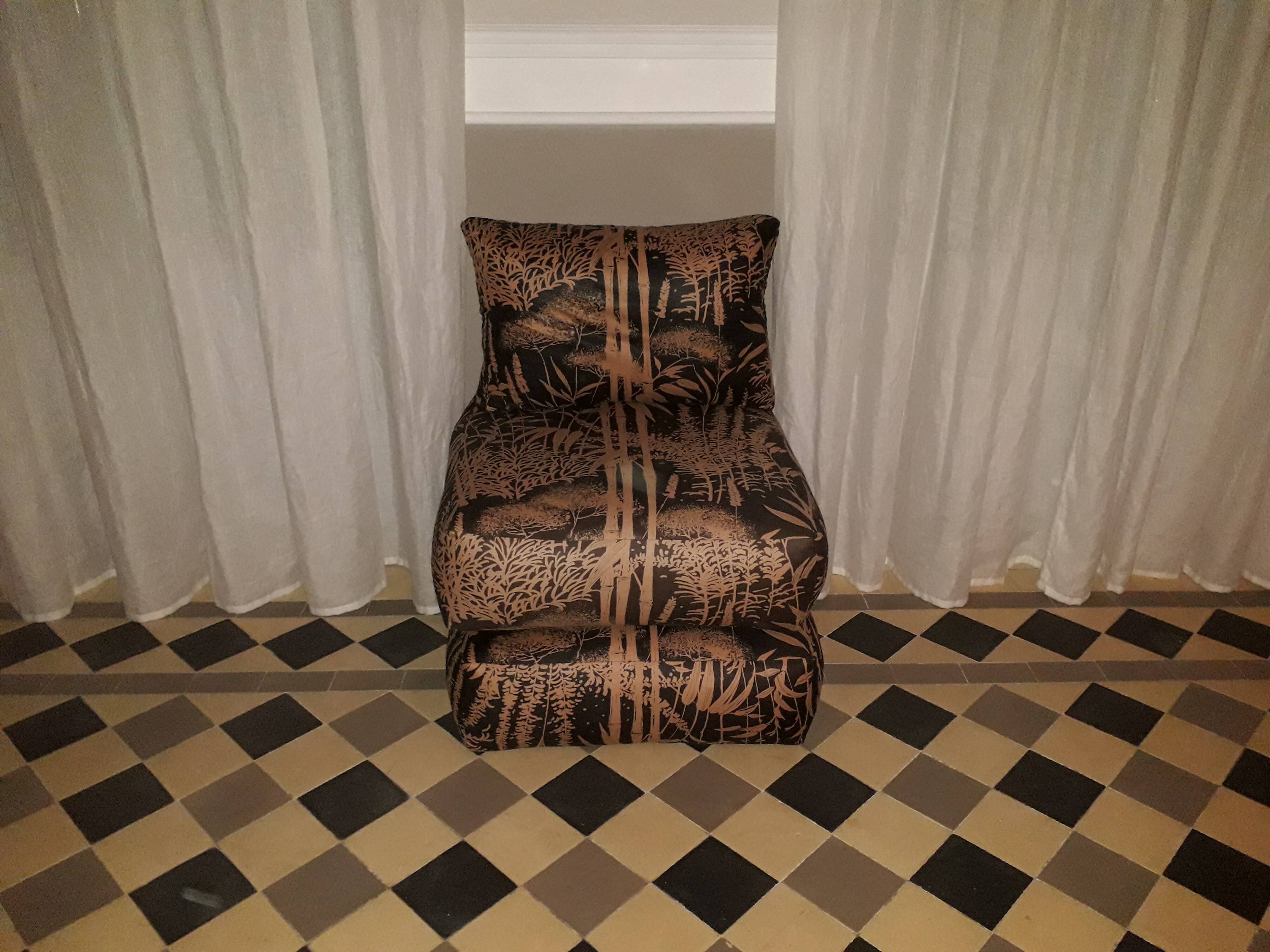 2 armchairs bamboo fabric