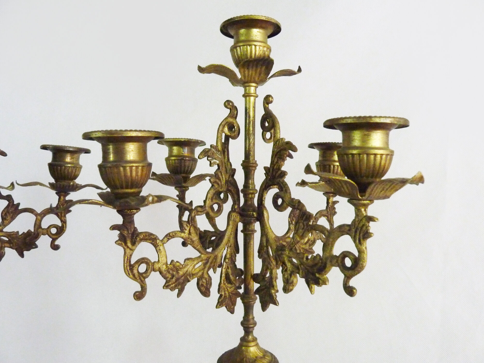 Pair of candelabra with 5 bronze branches and marble Napoleon III style. 19th