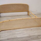 Bamboo and Vienna Straw Double Bed, 1980s