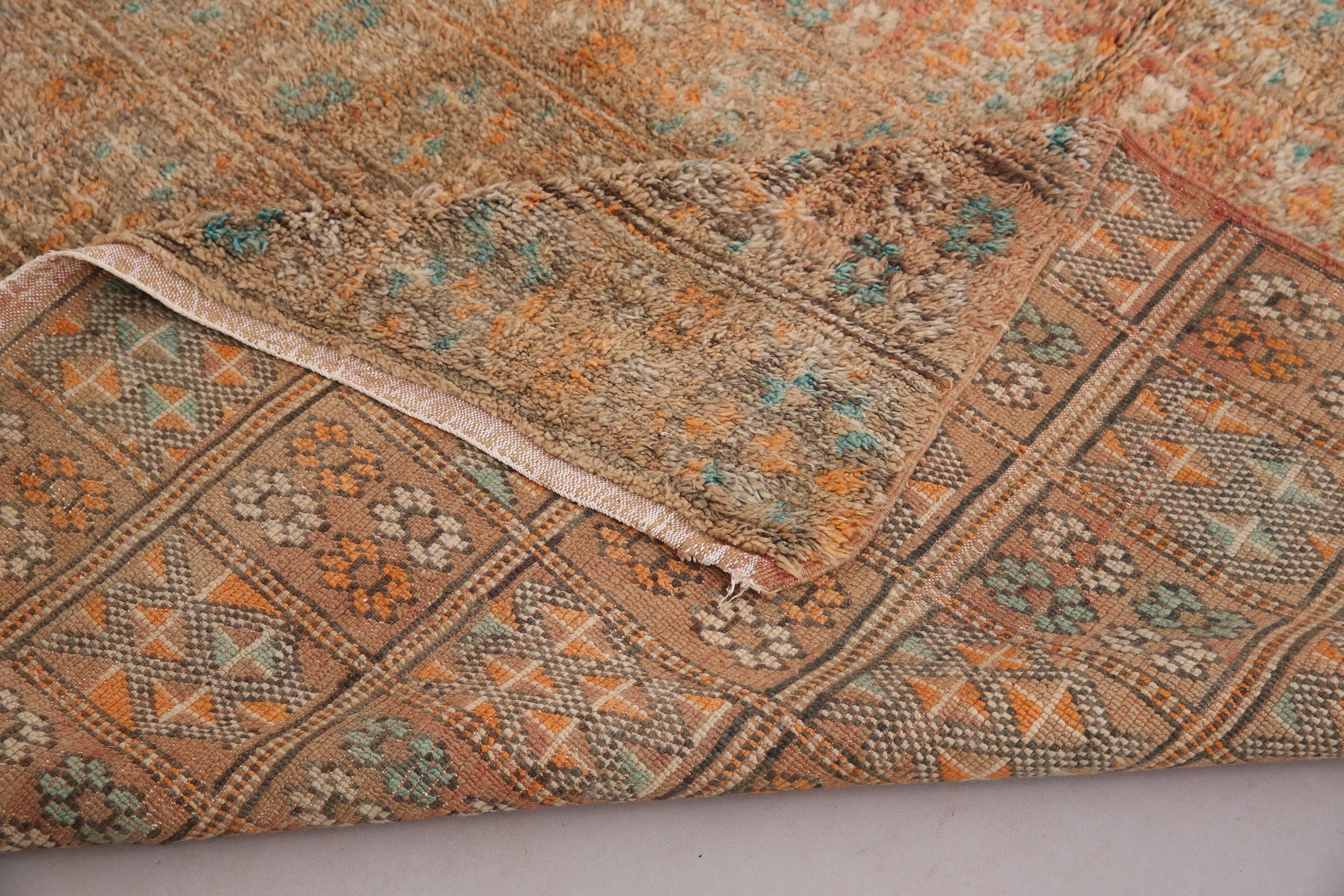 Peach Vintage Moroccan Rug 190 x 352 cm - Berber Wool Rug - Handmade Rug
