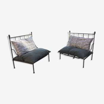 Lot de 2 fauteuils de jardin en fer