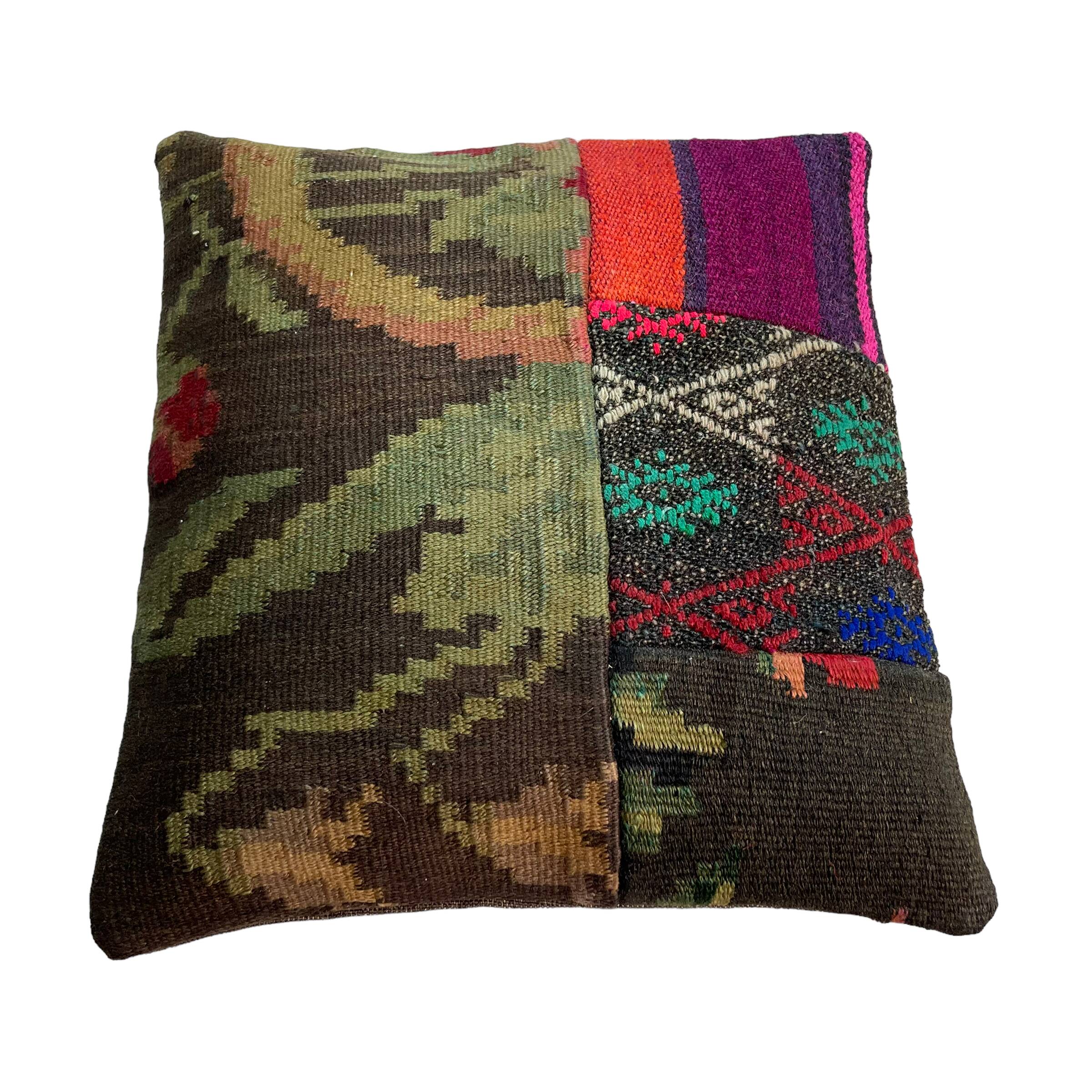 Vintage Turkish Kilim Patchwork Cushion Cover , 40 x 40 cm