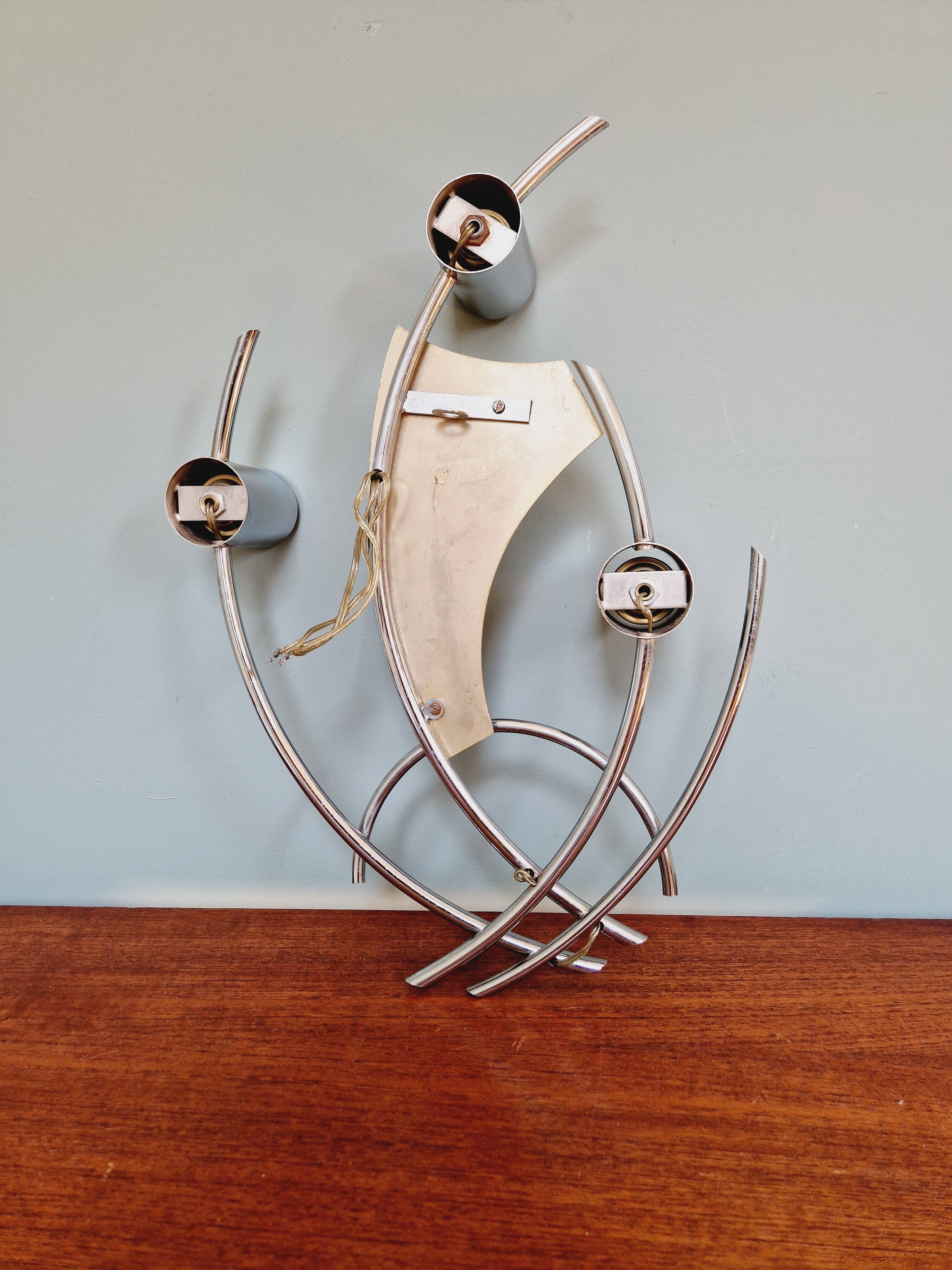 Vintage chrome metal wall light, 70s