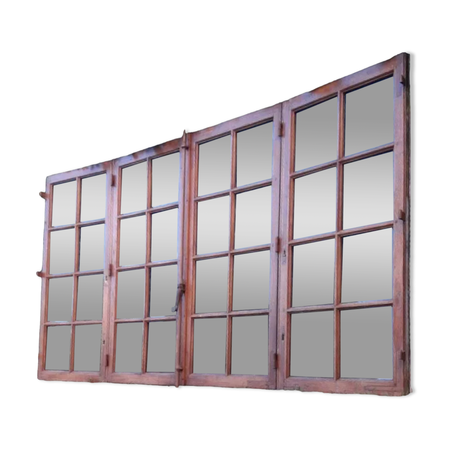 Glass window h141xl263 in oak 4 leaves