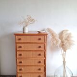 Vintage wicker chest of drawers.