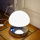 Space Age mushroom table lamp in chrome and opaline glass, 1970s