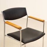 Leather and wood armchair by Gijs van der Sluis 80's