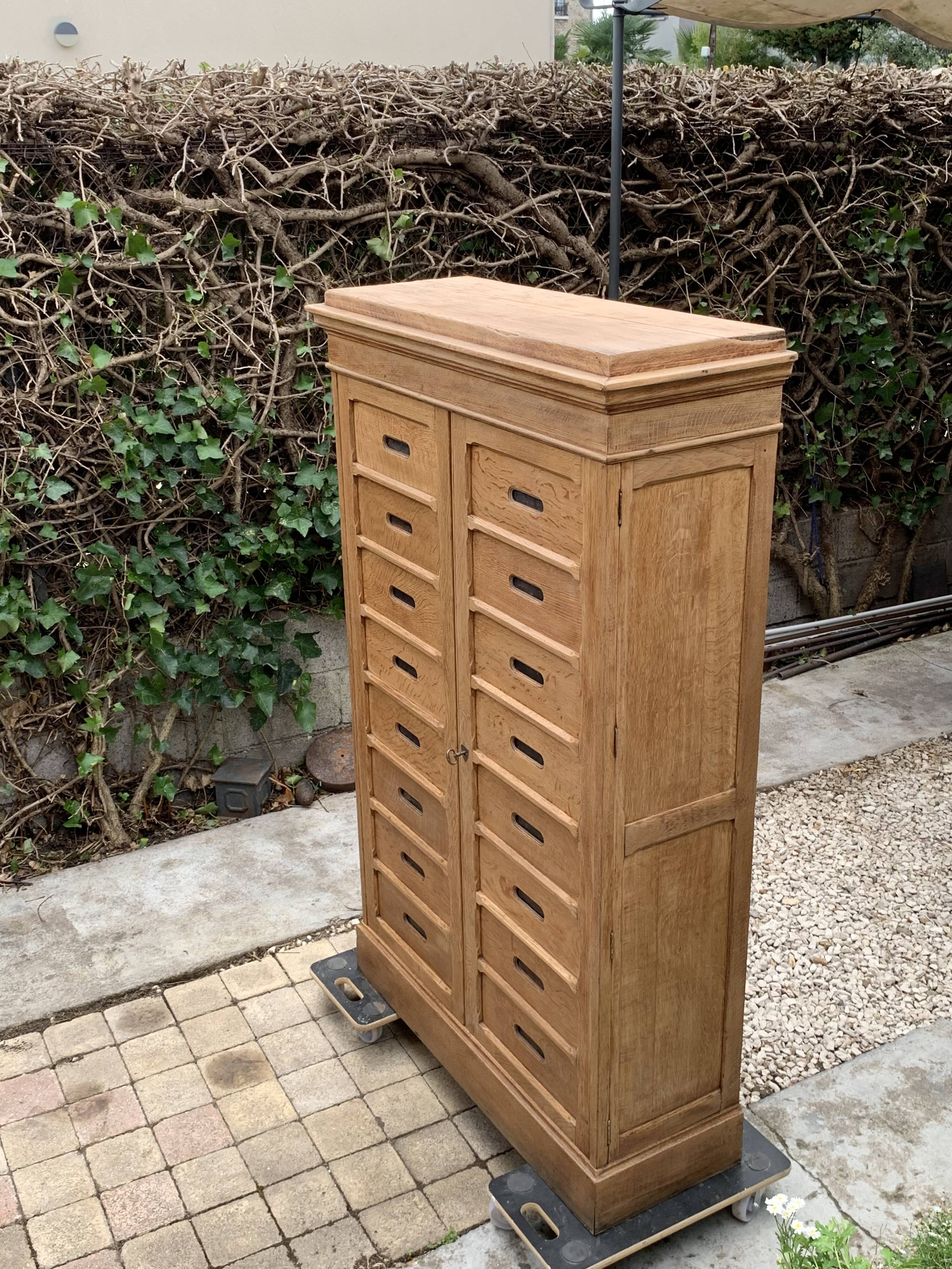 Solid raw oak notary cabinet, 1920