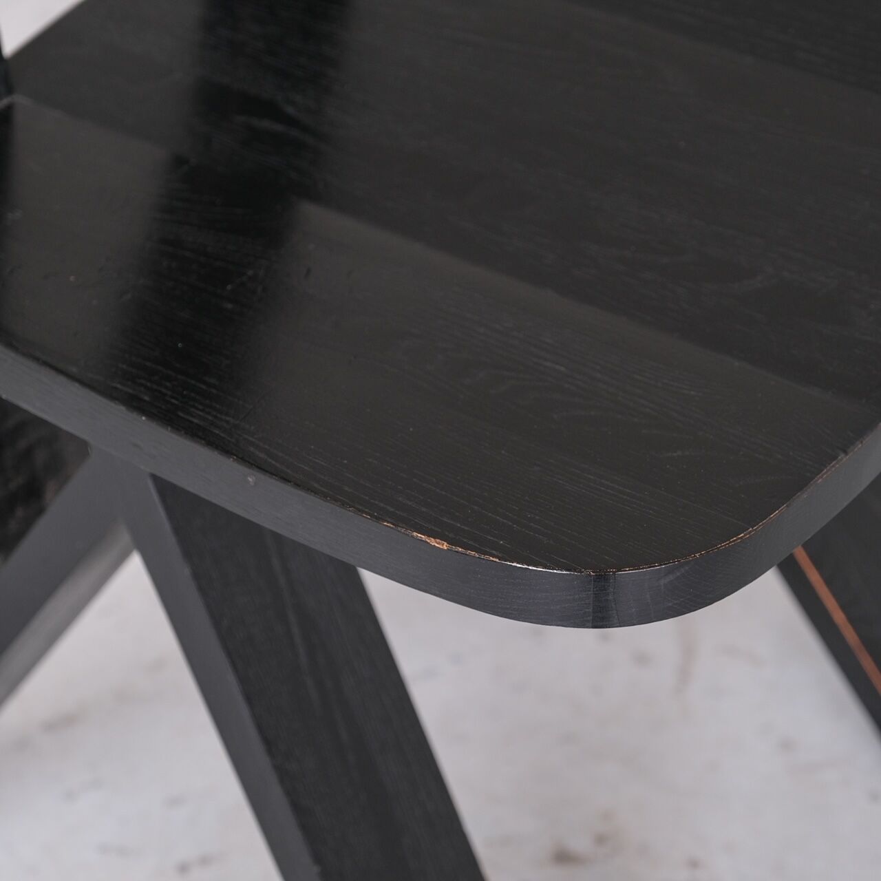 Set of six black dining chairs