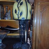 Large table lamp 73 cm, wrought iron and glass in Art Deco style