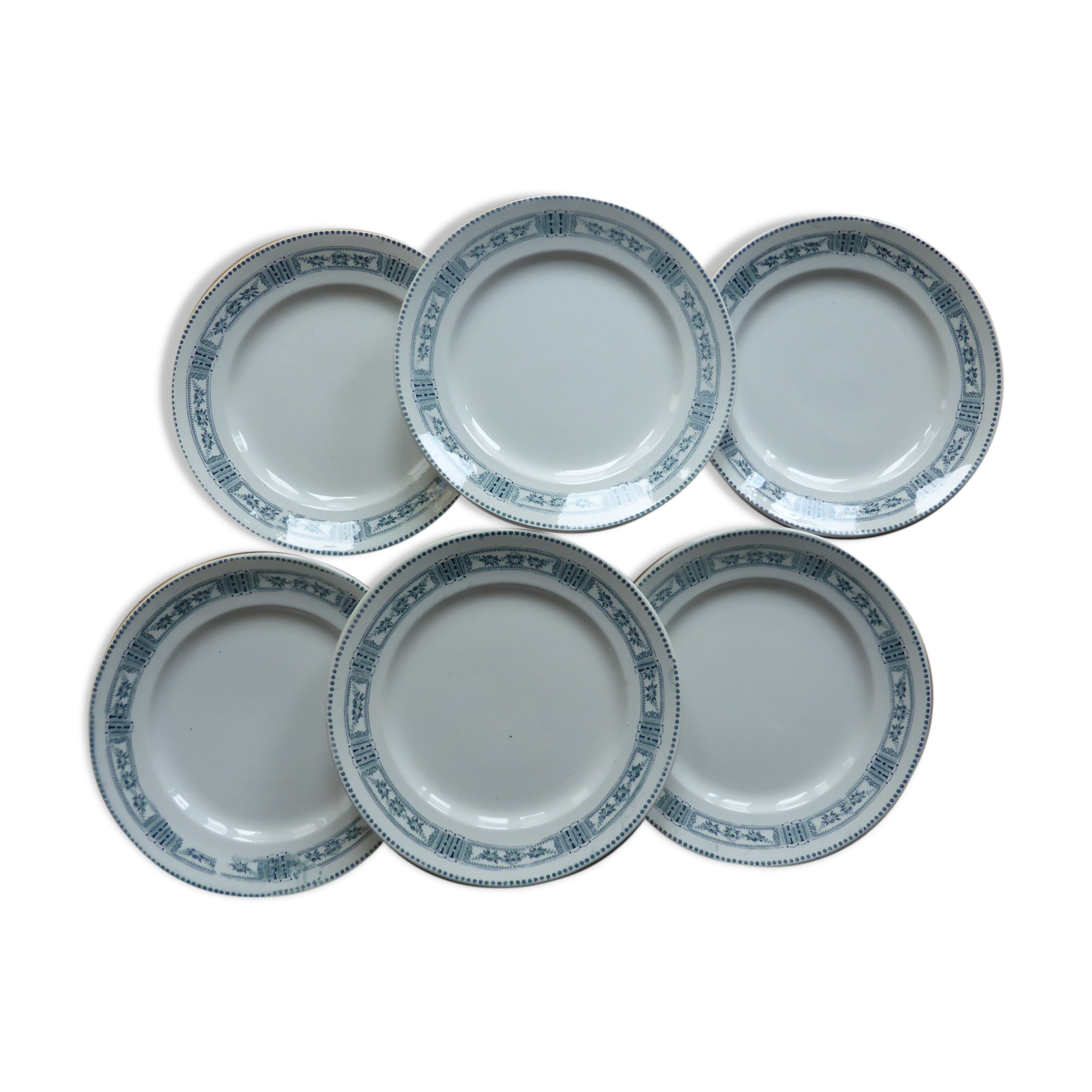 Set de 6 assiettes à dessert en terre de fer du Moulin des Loups modèle Pasteur