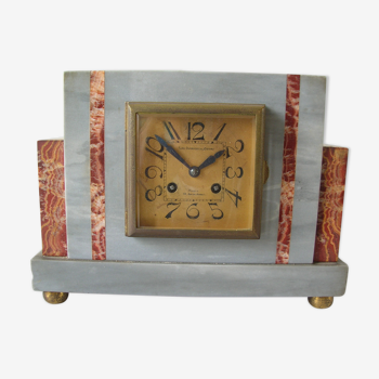 Pendule horloge art déco les ouvriers du doubs Paris en marbre fonctionne