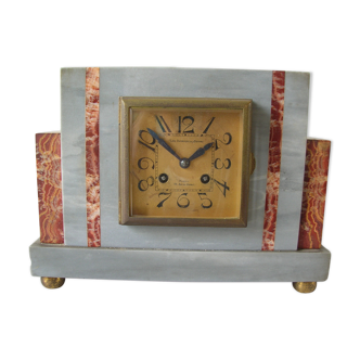 Pendule horloge art déco les ouvriers du doubs Paris en marbre fonctionne