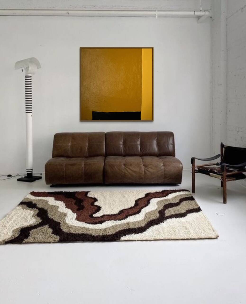 Abstract yellow-ochre canvas 80x80cm