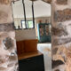 Antique large bevelled standing mirror