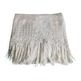 Bedspread, old crochet bedspread, openwork flowers, square mesh