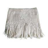 Dessus de lit jeté de lit ancien crochet ajouré fleurs mailles carrées